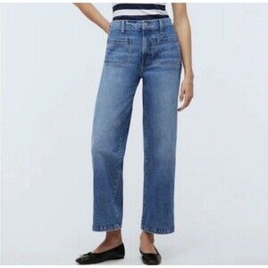 Madewell The Perfect Vintage Wide-Leg Jeans 31P Blue Patch Pocket Edition